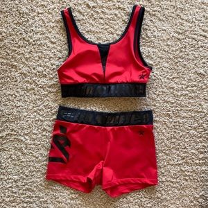 Cheer Athletics Red Sports Bra and Shorts SOLD